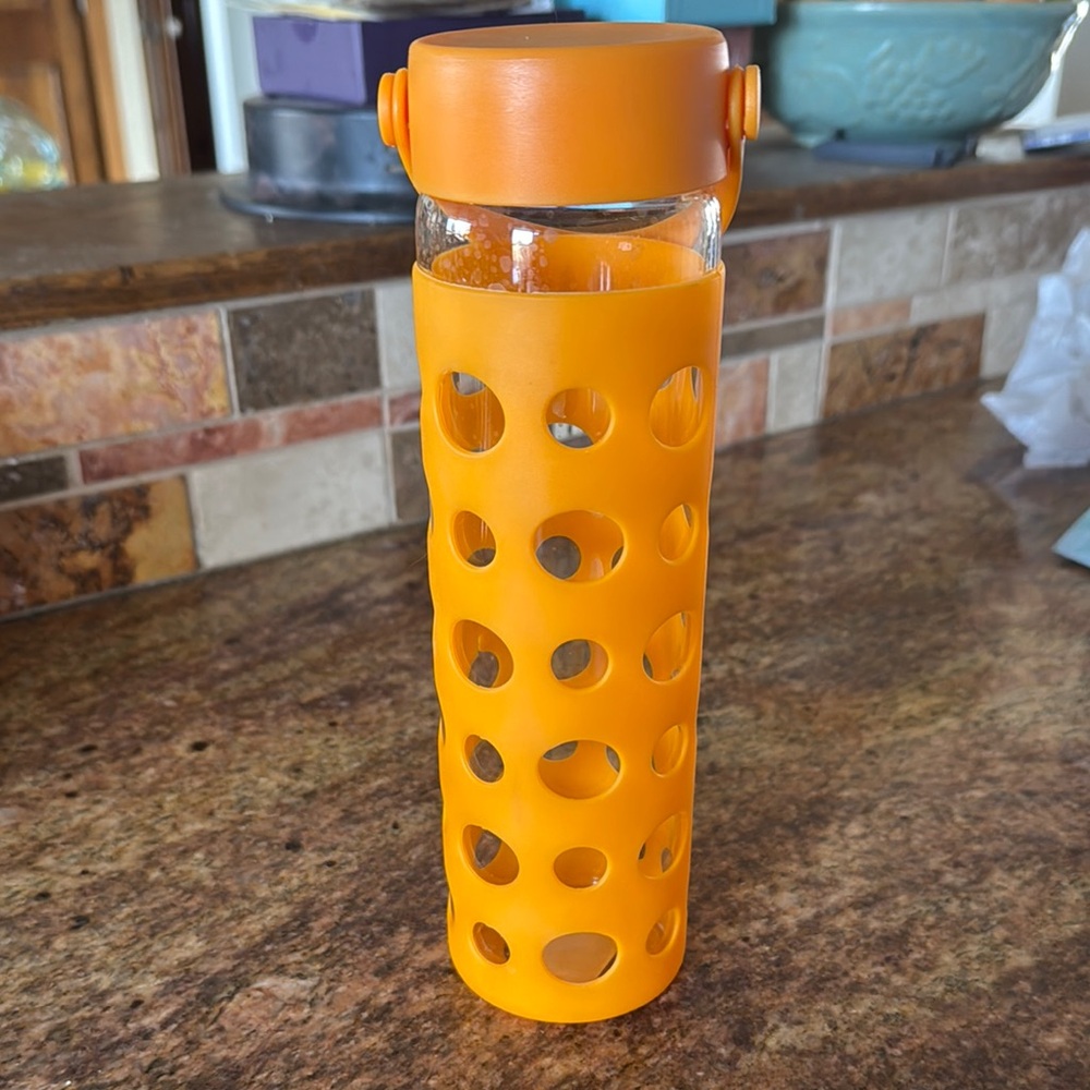 Orange Glass Water Bottle
